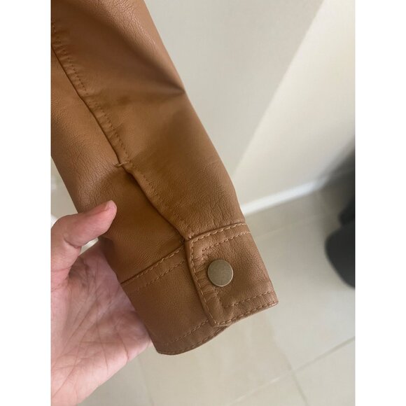 BACCINI faux leather tan jacket size MEDIUM fall - Picture 7 of 8